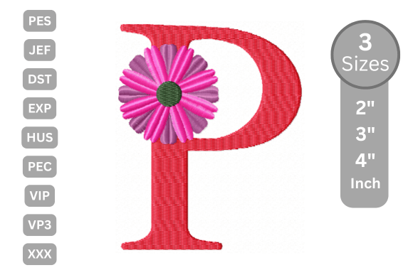 Blossom Alphabet Letter - P: A Floral Touch for Boutique Apparel