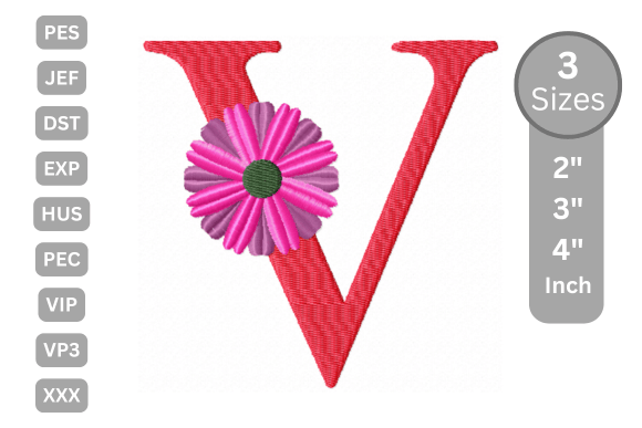 Blossom Alphabet Letter - V: A Designer's Review for Boutique Sweatshirt Embroidery