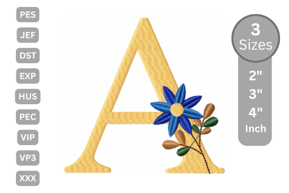 Botanical Flower Letter - A: A Designer's Review for Boutique Sweatshirt Embroidery