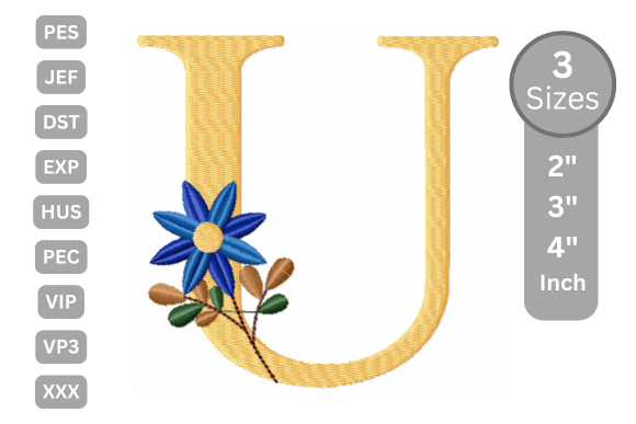Botanical Flower Letter - U: A Seasonal Embroidery Gem