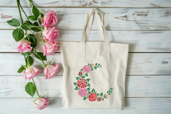 Elegant Crescent of Colorful Roses Embroidery Review