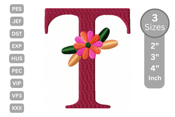 Floral Alphabet Letter - T: A Versatile Design for Small Business Branding
