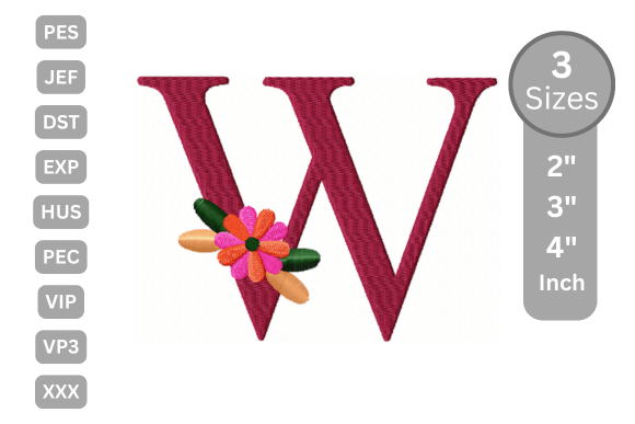 Floral Alphabet Letter - W – A Designer’s Review for Boutique Sweatshirt Embroidery