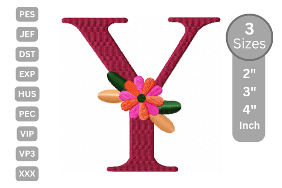 Floral Alphabet Letter - Y: A Detailed Review for Business Embroidery Use